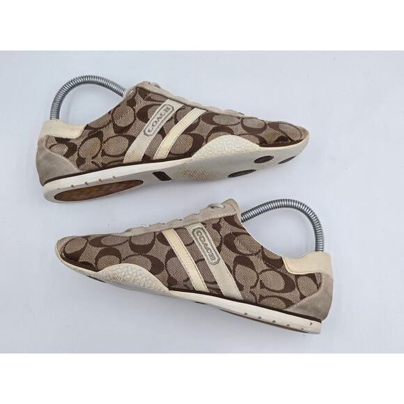 Coach Katelyn Monogram Brown Canvas Casual Lace Up Sneakers size 7.5 - Picture 3 of 8